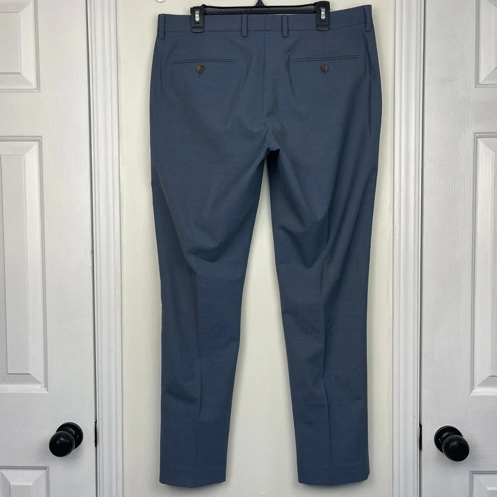J.Crew Thompson Wool Blend Tapered Dress Pants Mens‎ 35x32 Stretch Blue Check